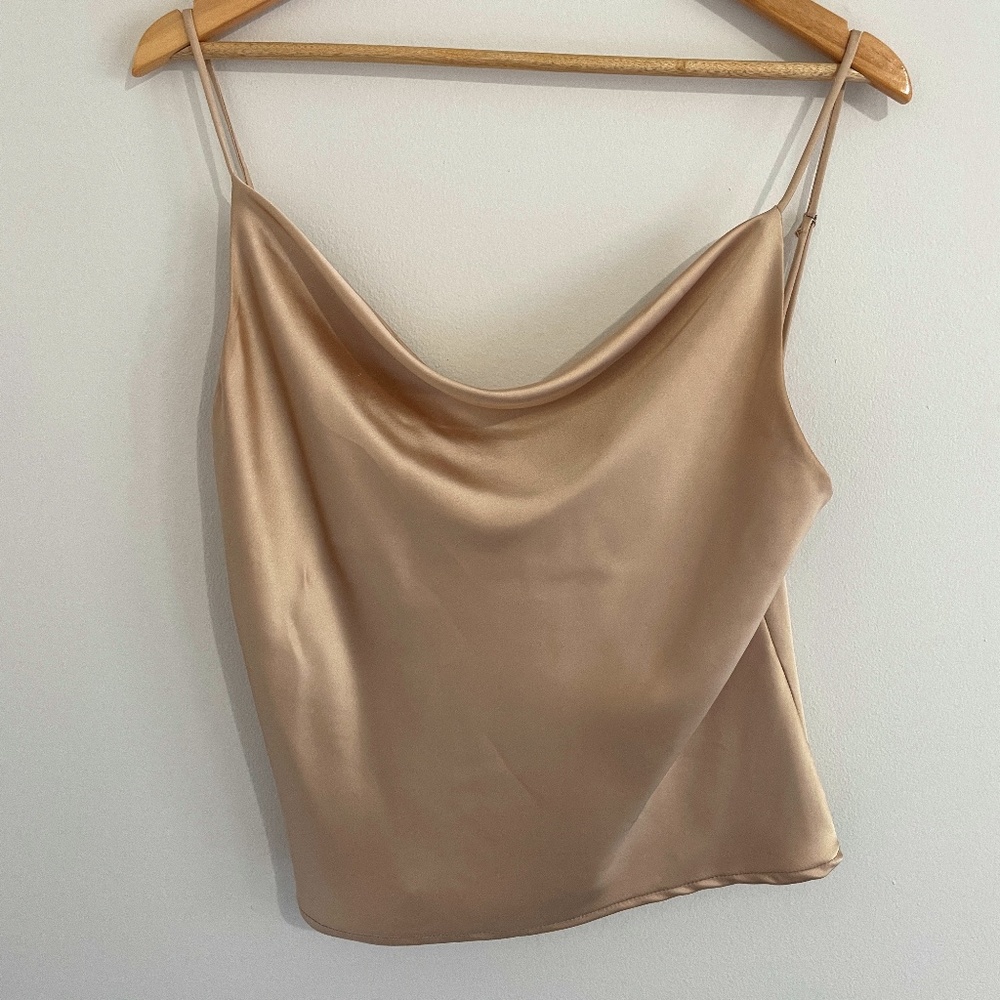 Showpo All the Same Top in Champagne Satin AUS 8/ US 4